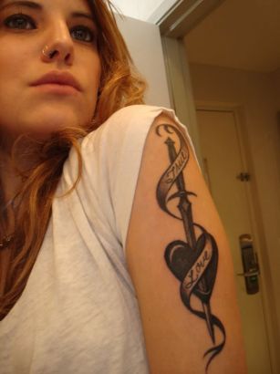 Love Heart Tattoo On Girl's Arm